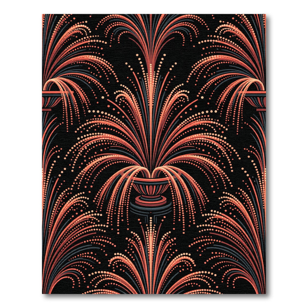 Art Deco Coral Fountain Radiant Burst Rug