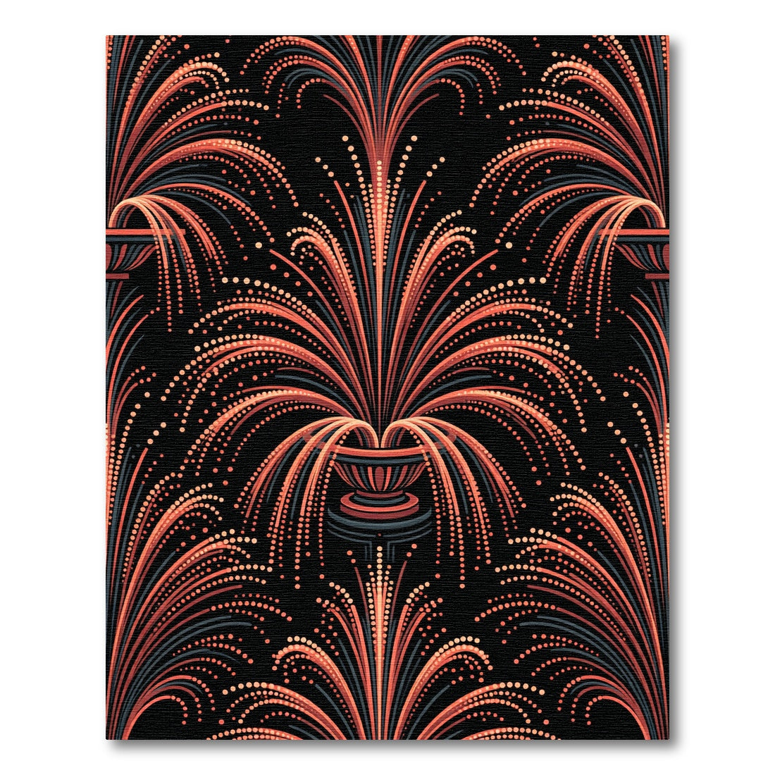Art Deco Coral Fountain Radiant Burst Rug