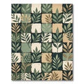 Green Leafy Branches Square Tile Rug