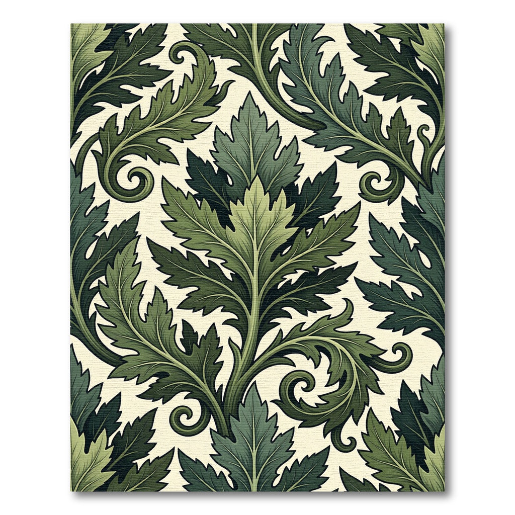 Botanical Forest Green Acanthus Leaf Damask Rug