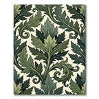 Botanical Forest Green Acanthus Leaf Damask Rug