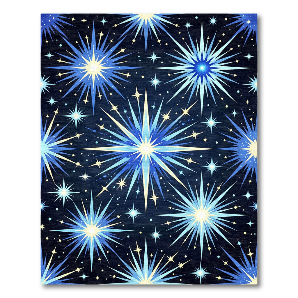 Radiant Blue Starburst Explosion Rug