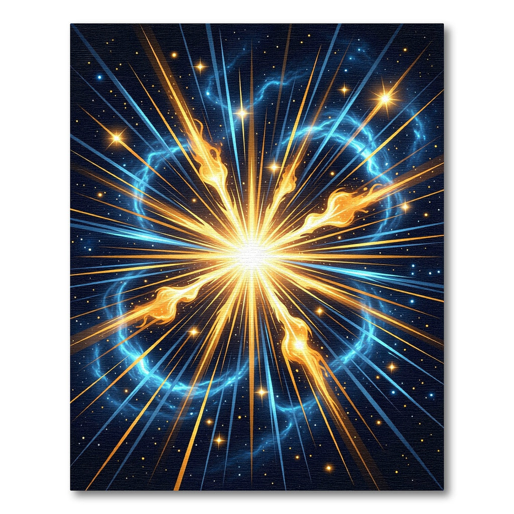 Cosmic Radiant Gold Burst Starry Sky Rug