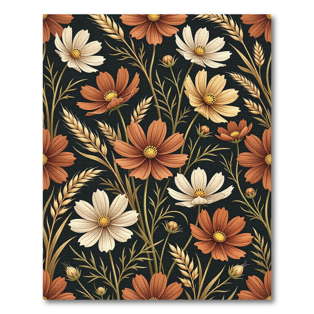 Autumnal Cosmos and Wheat Field Floral Rug