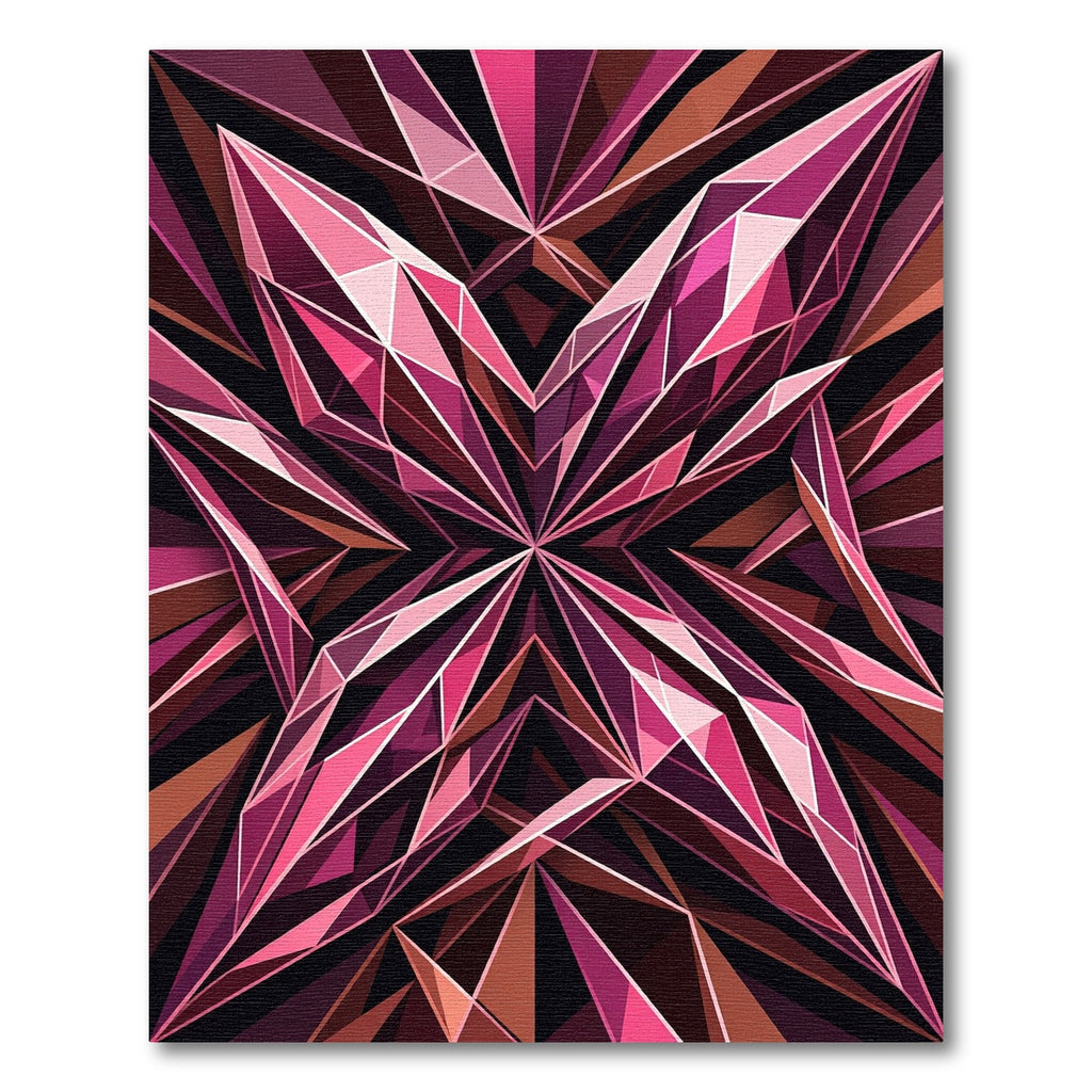 Geometric Magenta Crystal Star Art Rug