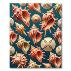 Teal Coastal Seashell Ocean Life Rug