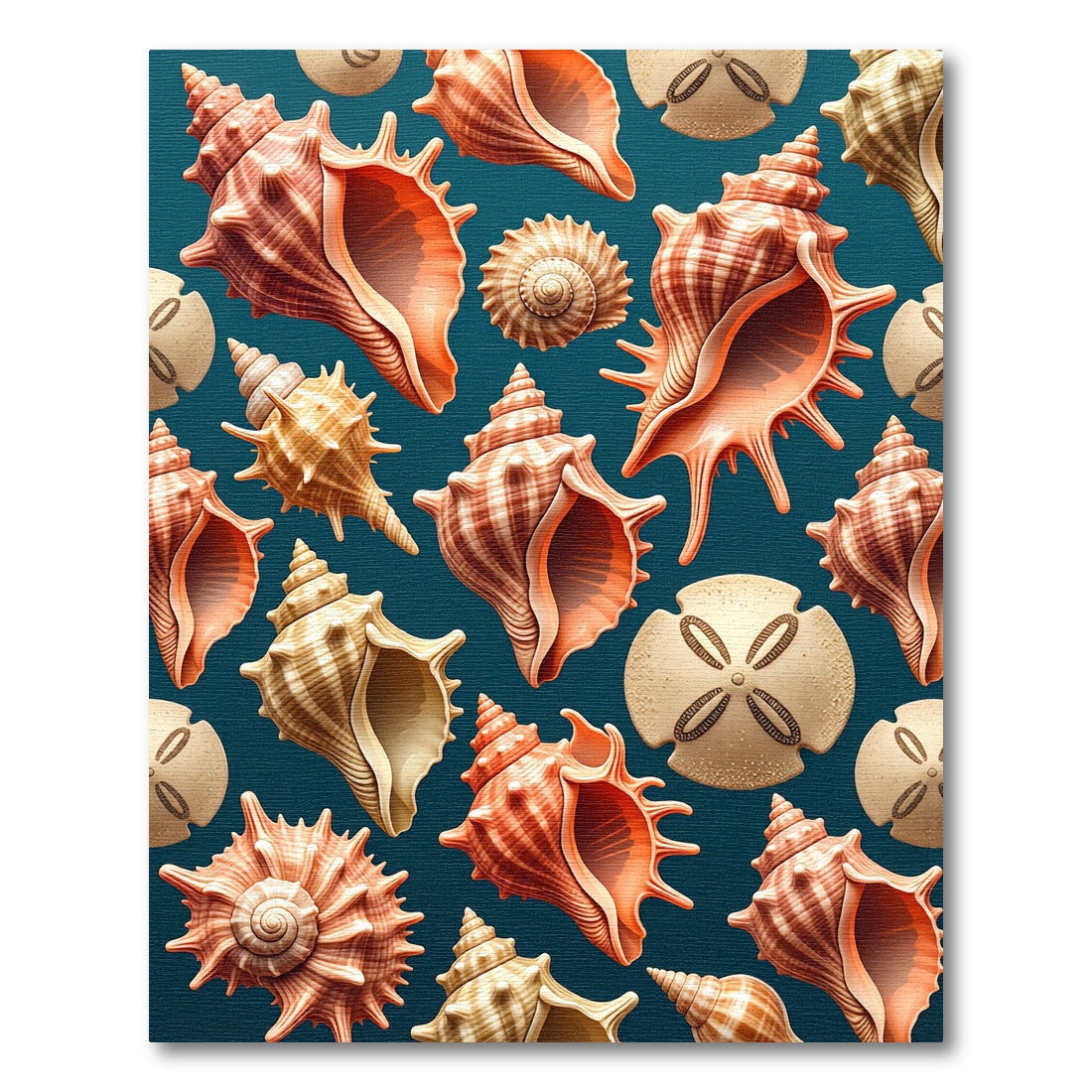 Teal Coastal Seashell Ocean Life Rug