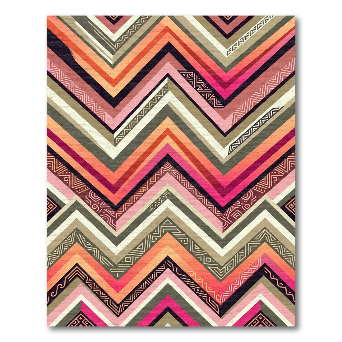 Warm Sunset Tribal Chevron Rug