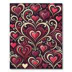 Crimson Red Heart Flourish Vignette Rug