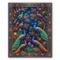 Midnight Peacock Pomegranate Garden Tapestry Rug