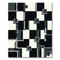 Black White Geometric Architectural Blocks Rug