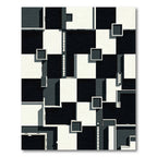Black White Geometric Architectural Blocks Rug