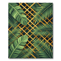 Lush Golden Grid Tropical Leaves Rug