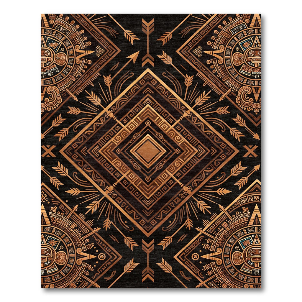 Aztec Gold Geometric Tribal Arrow Rug