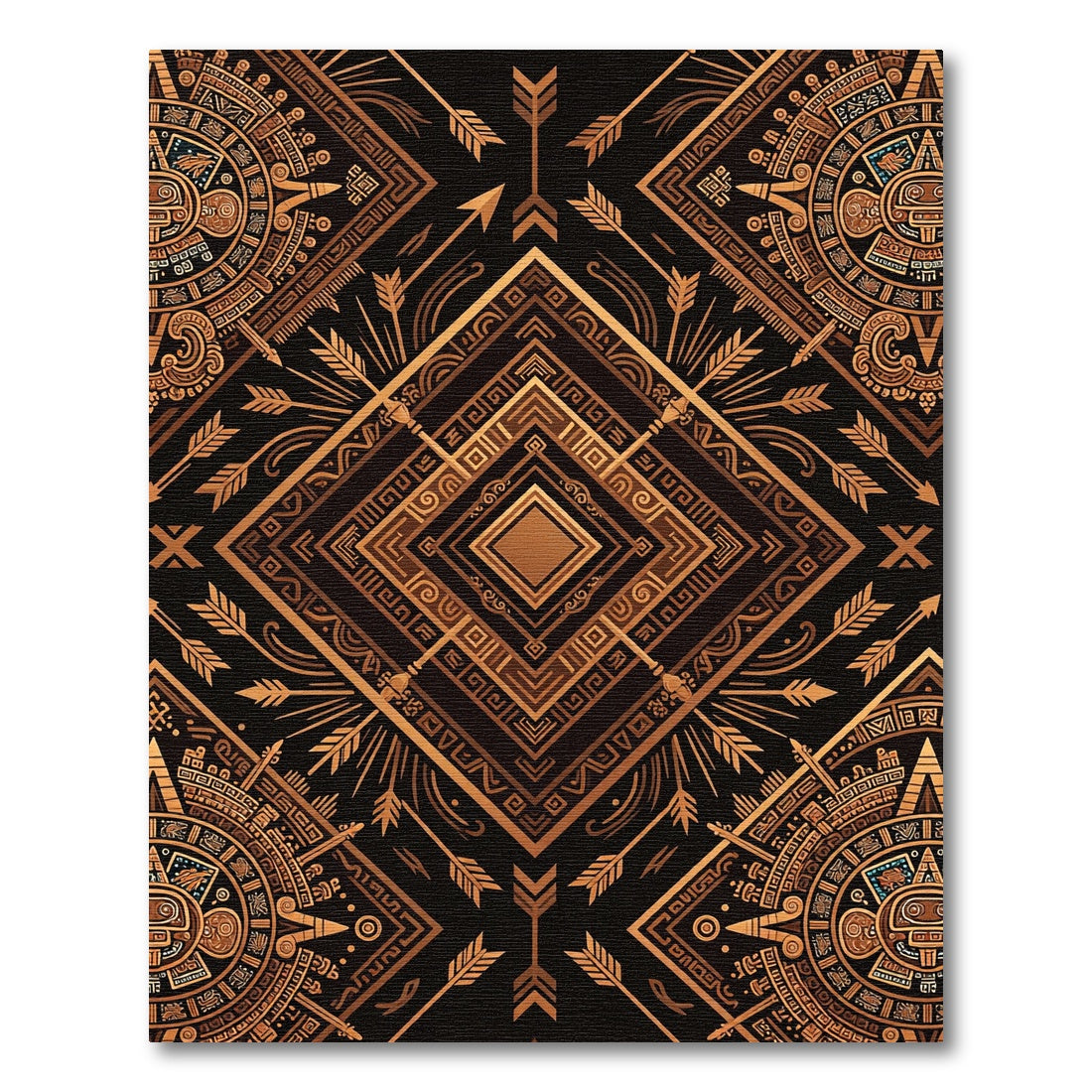 Aztec Gold Geometric Tribal Arrow Rug