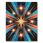 Celestial Golden Starburst Geometric Art Rug