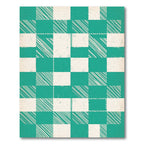 Teal and Cream Checkered Diagonal Texture Rug