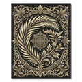 Golden Palm Frond Baroque Swirl Rug