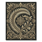 Golden Palm Frond Baroque Swirl Rug