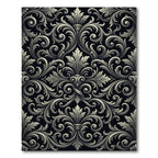 Ornate Black White Acanthus Swirl Rug