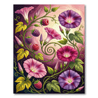Vibrant Floral Morning Glory Berry Garden Rug