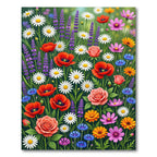 Vibrant Meadow Floral Garden Tapestry Rug