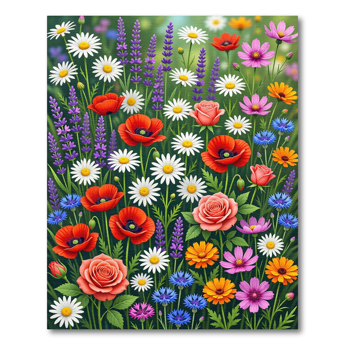 Vibrant Meadow Floral Garden Tapestry Rug