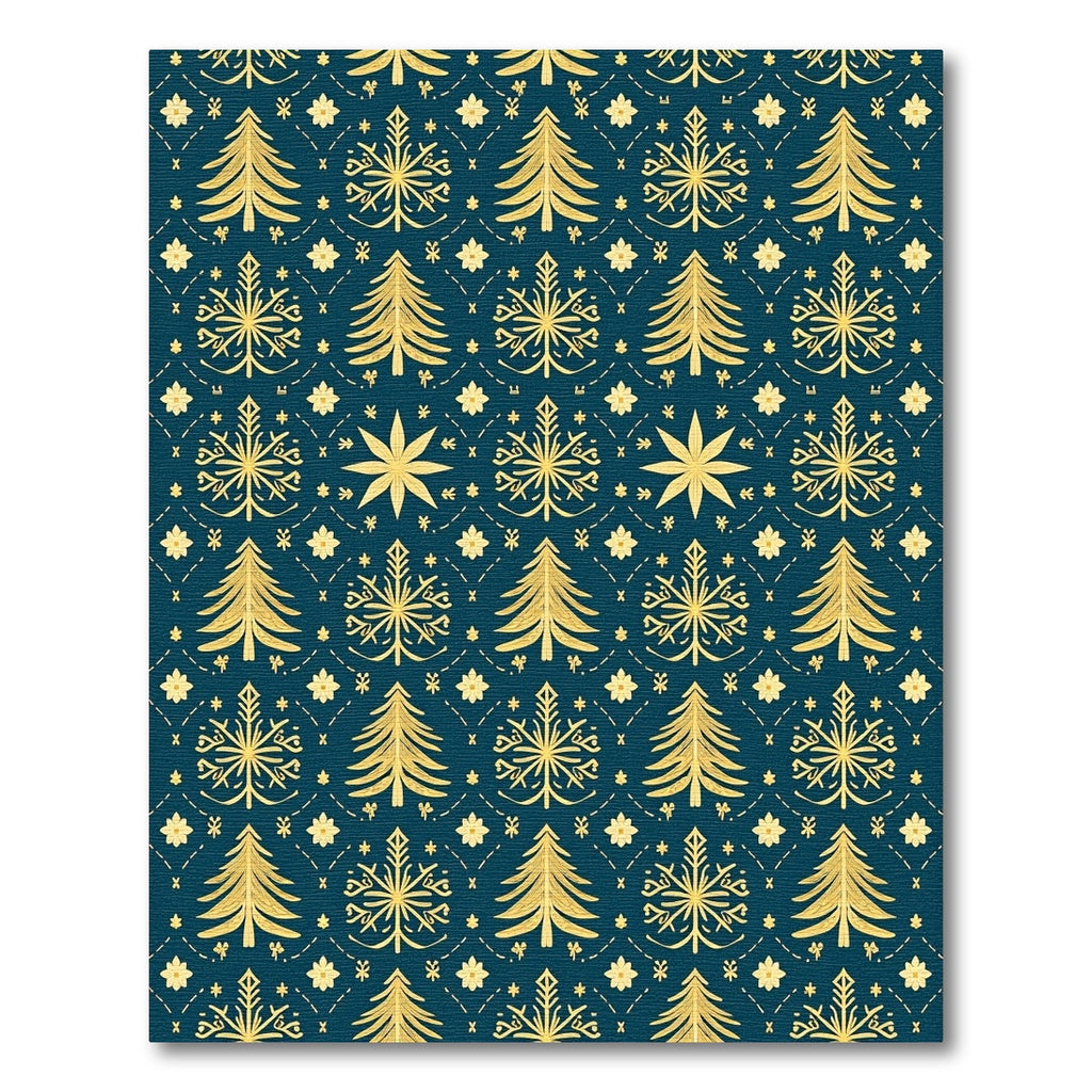 Golden Pine Snowflake Repeating Pattern Rug