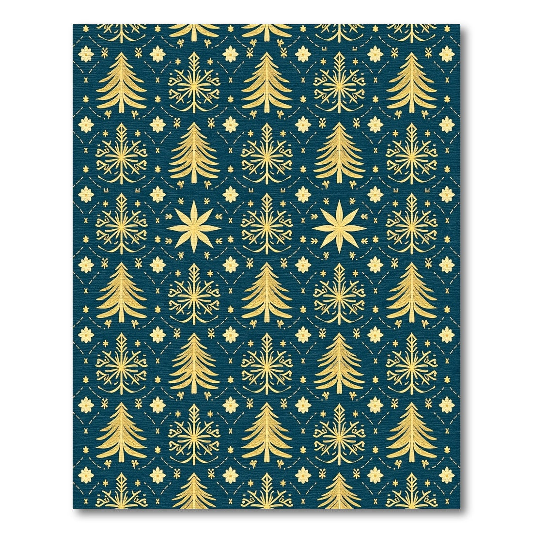 Golden Pine Snowflake Repeating Pattern Rug