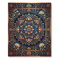 Rich Indigo Floral Medallion Scrollwork Rug