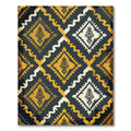 Gold and Charcoal Geometric Leaf Rug
