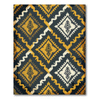 Gold and Charcoal Geometric Leaf Rug