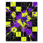 Electric Neon Splatter Checkered Rug