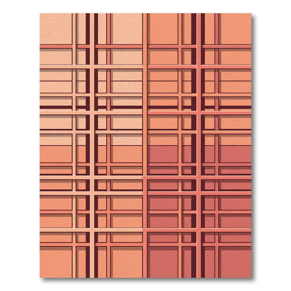 Terracotta Geometric Grid Composition Rug