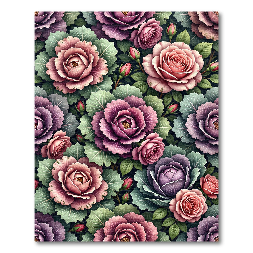 Romantic Rose Cabbage Garden Bloom Rug