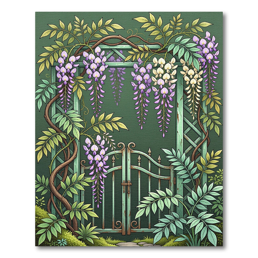 Purple Wisteria Garden Archway Rug