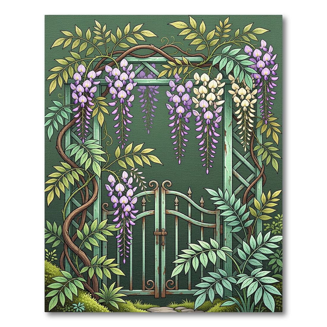 Purple Wisteria Garden Archway Rug