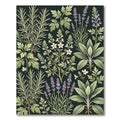 Botanical Herb Garden Dark Floral Illustration Rug