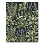 Botanical Herb Garden Dark Floral Illustration Rug