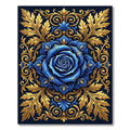 Royal Blue Rose Golden Acanthus Scroll Rug