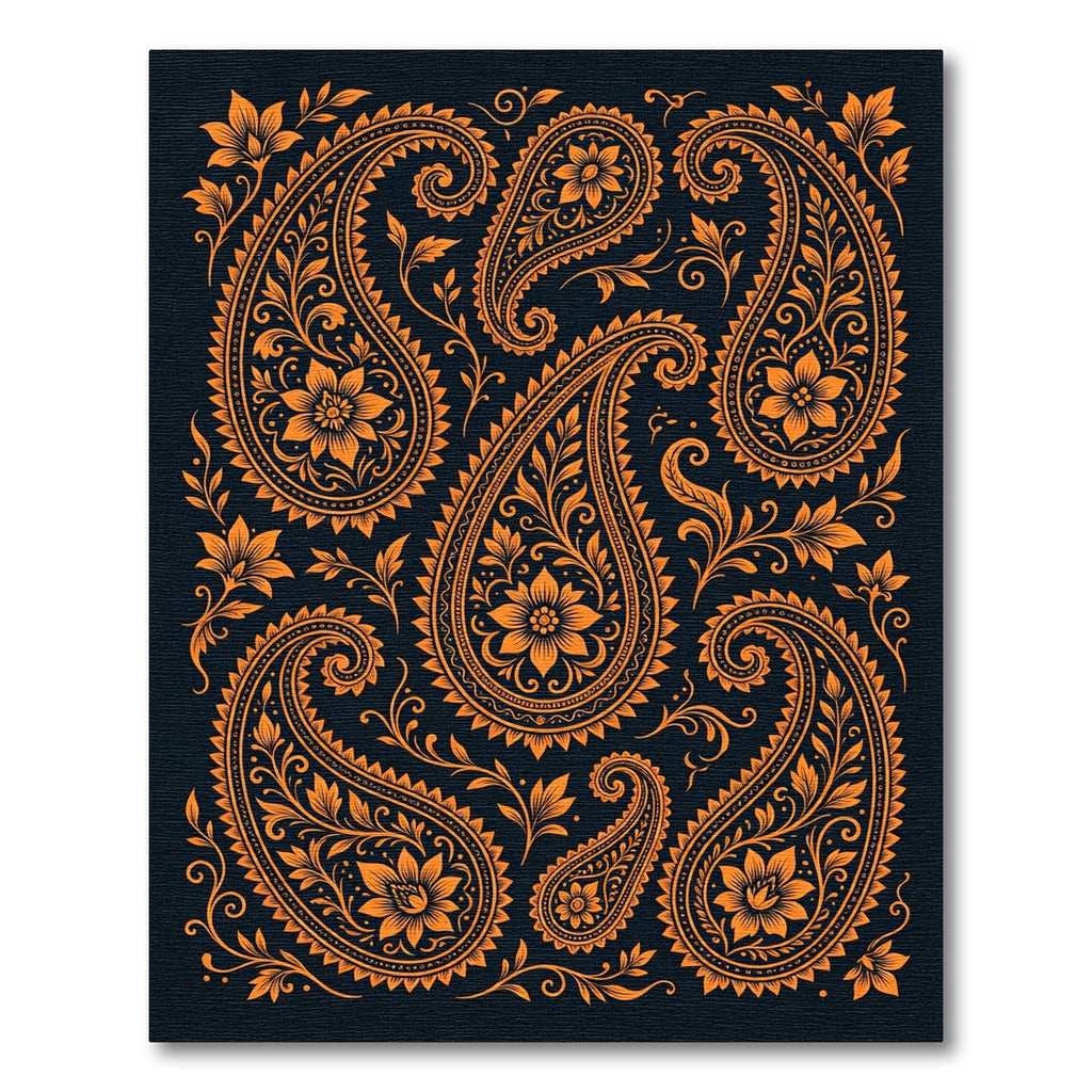 Orange Floral Paisley Amber Artwork Rug