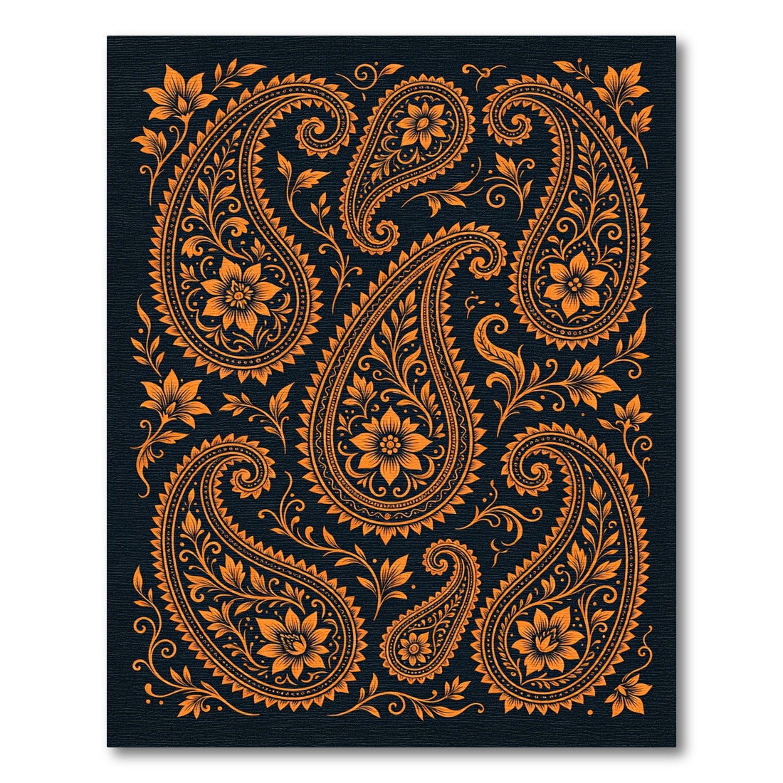 Orange Floral Paisley Amber Artwork Rug