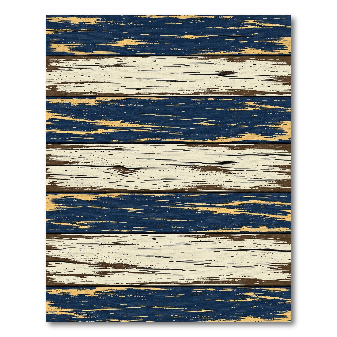 Distressed Navy and Cream Horizontal Plank Rug