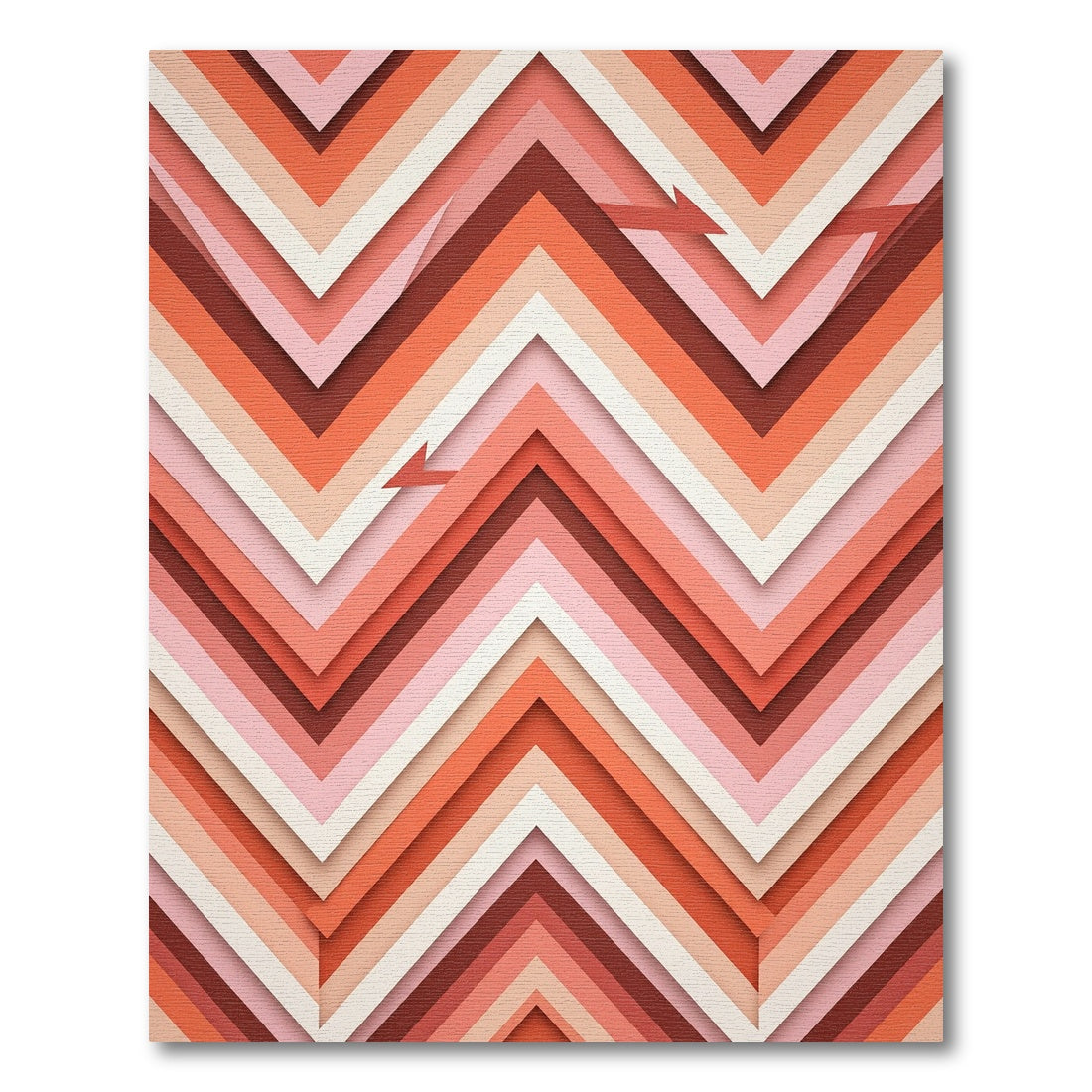 Terra Cotta Pink Chevron Layers Rug