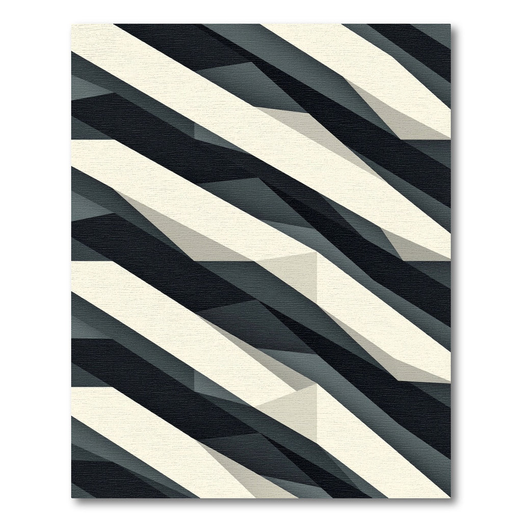 Monochrome Geometric Slanted Layered Abstract Rug