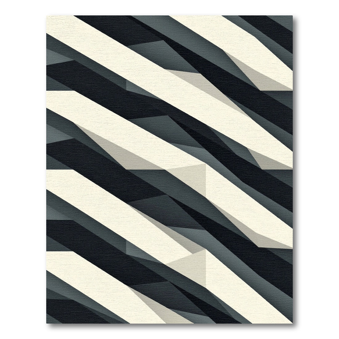 Monochrome Geometric Slanted Layered Abstract Rug