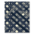 Navy Blue Geometric Intersecting Grid Rug