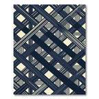 Navy Blue Geometric Intersecting Grid Rug