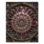 Gothic Crimson Cathedral Rose Medallion Rug