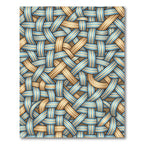 Woven Blue and Gold Interlocking Ribbon Rug